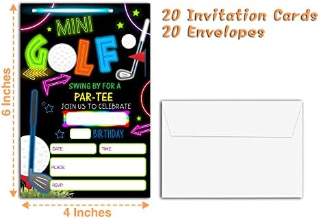 Neon Glow Mini Golf Birthday Invites 20 Count