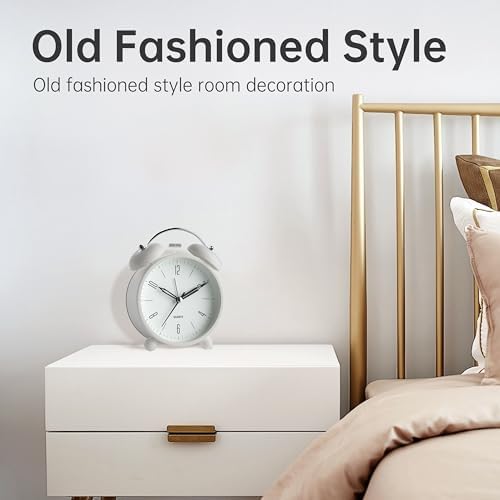 Twin Bell Alarm Clock with Night Light and Super Silent Hand