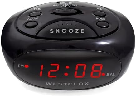 Westclox Black Super Loud LED Alarm Clock with Snooze