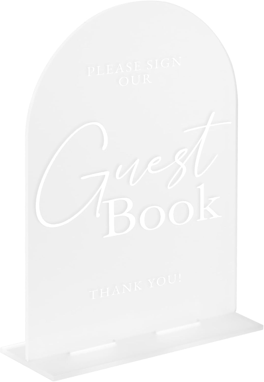 Frosted Arch Acrylic Wedding Sign 5x7 with Base