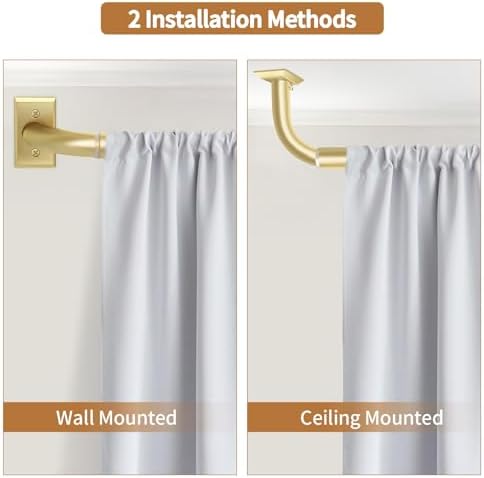 Gold Wrap Around Curtain Rod for Windows 28-48 Inches