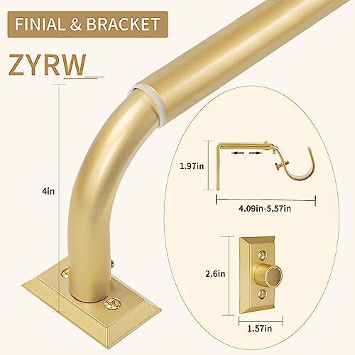 Gold Wrap Around Curtain Rod for Windows 28-48 Inches