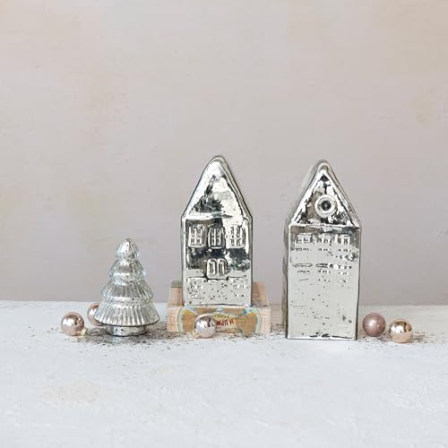 Creative Co Op Tall Mercury Glass House Silver Decor