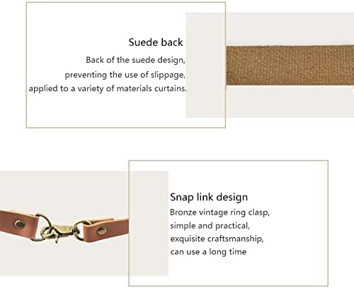 Leather Curtain Holdbacks 4Pcs Brown Classic No-Drilling Ties