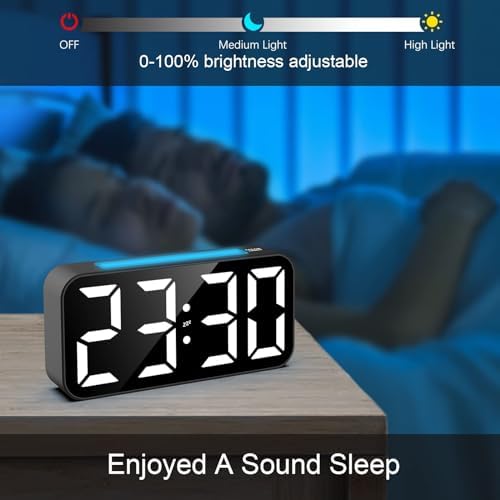 Vibrating Alarm Clock for Heavy Sleepers with Night Light and Large Display