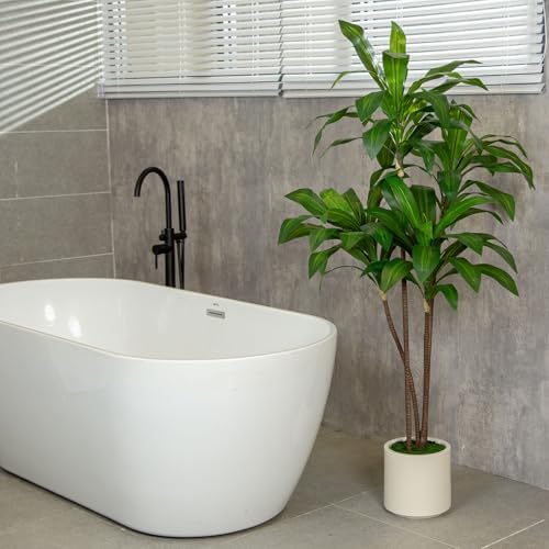 VIVATREES 6FT Artificial Dracaena Tree with White Planter