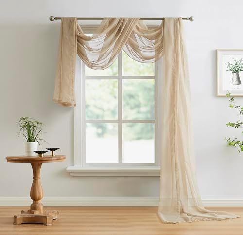 LinenZone Taupe Window Scarf Valance 55x216