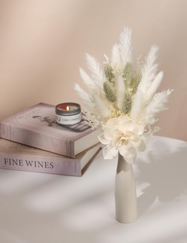 Dried Flower Bouquet with Ceramic Vase Set
