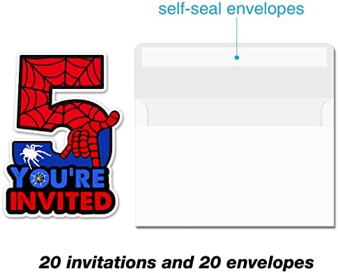 Cute Superhero 5th Birthday Shaped Invites Set of 20