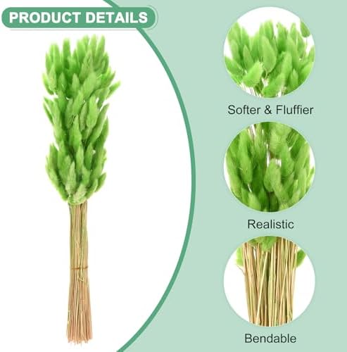120-Pack Artificial Bunny Tails Grass 17 Inch Green Decor