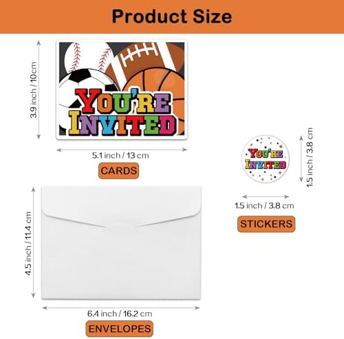 REWIDPARTY Sports Party Invitations Set of 15
