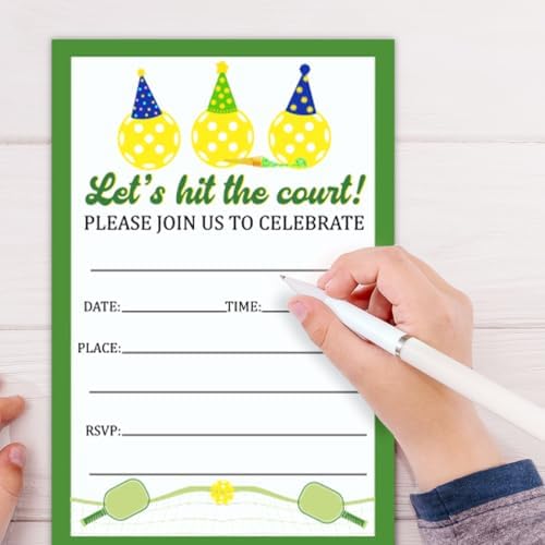 Pickleball Birthday Invitations Set 30 Cards 30 Envelopes