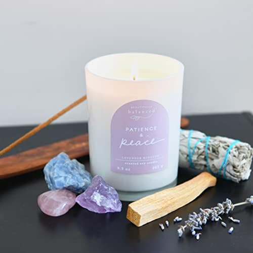 Scented Lidded Glass Soy Candle with Patience and Peace