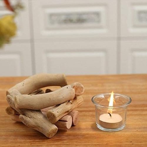 Sziqiqi Handmade Wooden Tea Light Candle Holder with Glass Cup