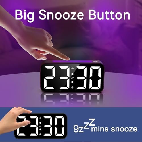 Vibrating Alarm Clock for Heavy Sleepers with Night Light and Large Display