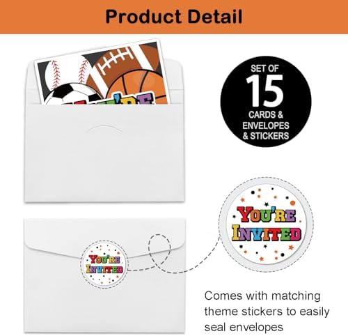 REWIDPARTY Sports Party Invitations Set of 15