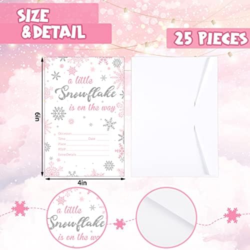 25 Sets Snowflake Baby Shower Invitations with Envelopes