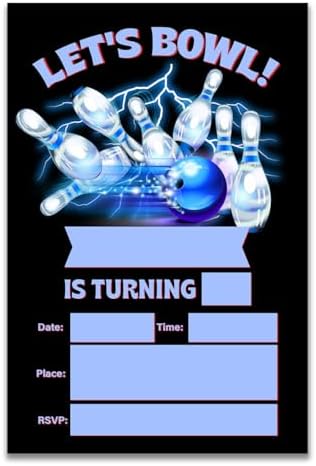 Bowling Birthday Invites with Envelopes Pack of 20
