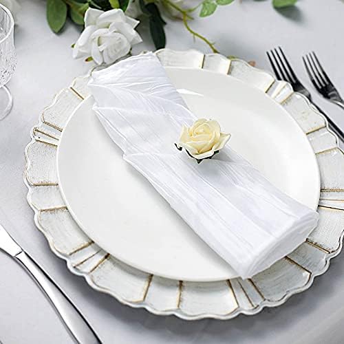 5 White Crinkle Accordion Taffeta Napkins for Events