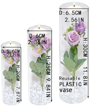 Purple Artificial Rose Vase Fillers with Floating Candles