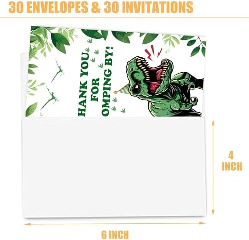 VIVORA Dinosaur Party Invitation Cards Set of 30