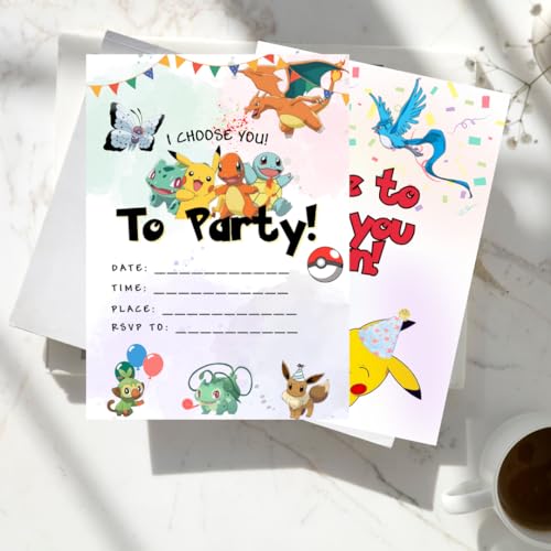 Gotta Catch Em All Anime Birthday Invitations Set of 20