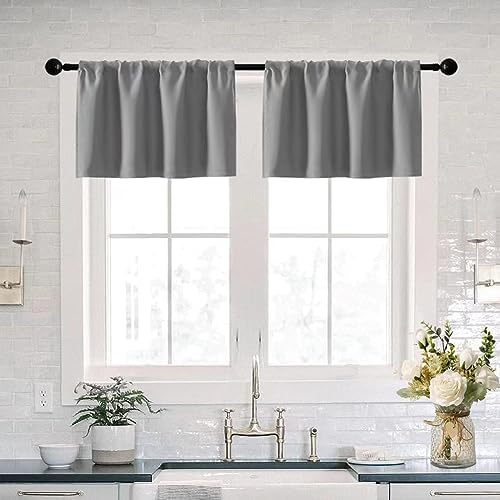 XTMYI Window Valance Set of 2 30 x 16 Inches Gray