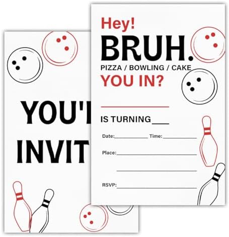 RNYJJ Bowling Birthday Invites with Envelopes 20 Count
