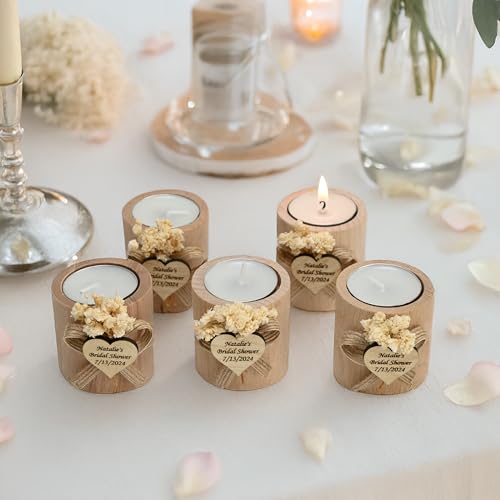 75 Pcs Personalized Wooden Candle Holders - Eco-Friendly and Charming