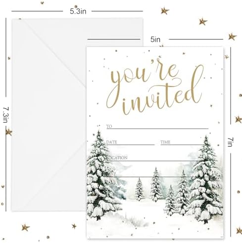 Whaline 25 Pack Christmas Invitations with Envelopes and Stickers