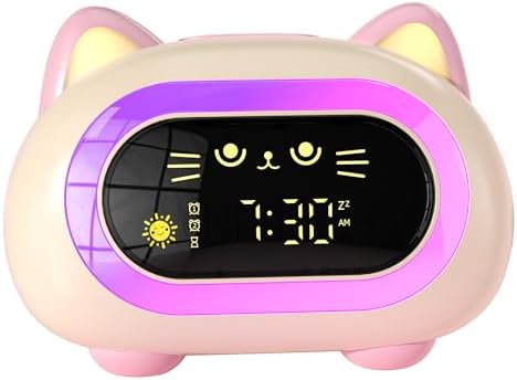 Charming Cat Alarm Clock for Kids with Dual Alarm and Night Light
