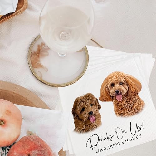 Luxury Custom Pet Portrait Napkins for Wedding and Engagement