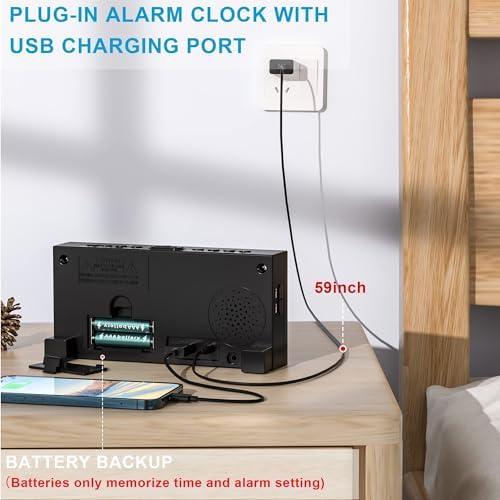 Extra Loud Dual Alarm Clock with Vibration for Deep Sleepers