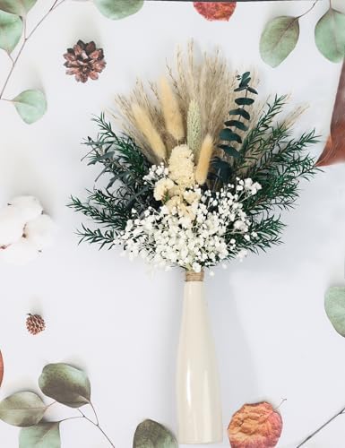 xins convey Dried Flower Bouquet with Ceramic Vase Green