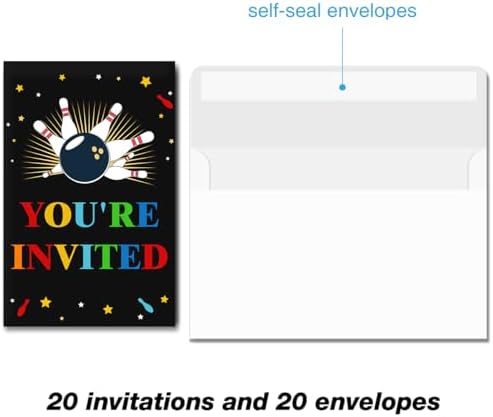 Soiceu Bowling Birthday Invites with Envelopes Set of 20