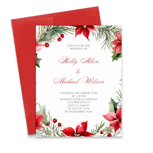 Christmas Themed Wedding Invites With Envelopes