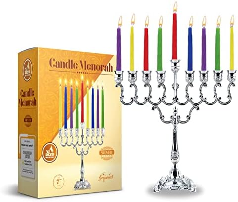 Ner Mitzvah Silver Plated Candle Menorah with Curved Branches