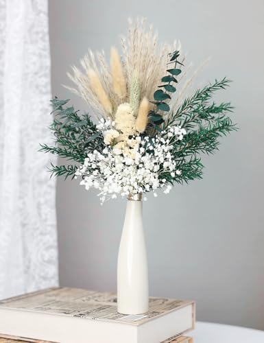xins convey Dried Flower Bouquet with Ceramic Vase Green