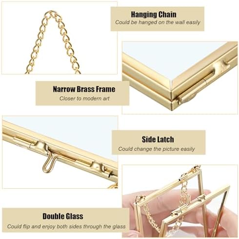 4 Pack Mini Brass Frame for Pressed Flowers Art Display