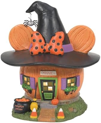 Department 56 Disney Village Halloween Minnie Mouse Pumpkin Town House Light Building