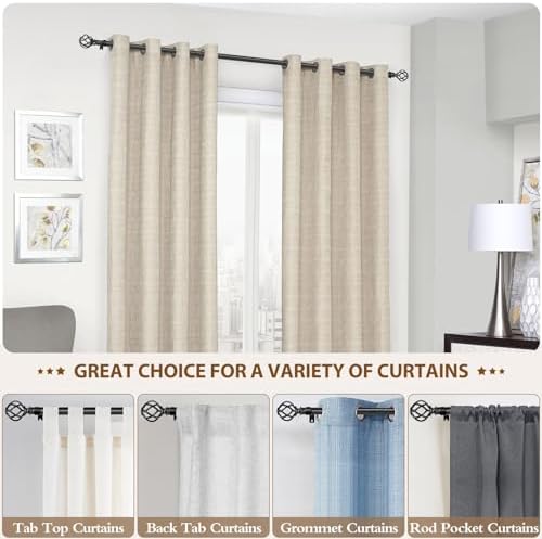 KAMANINA Black Twist Curtain Rods 32-144 Inches