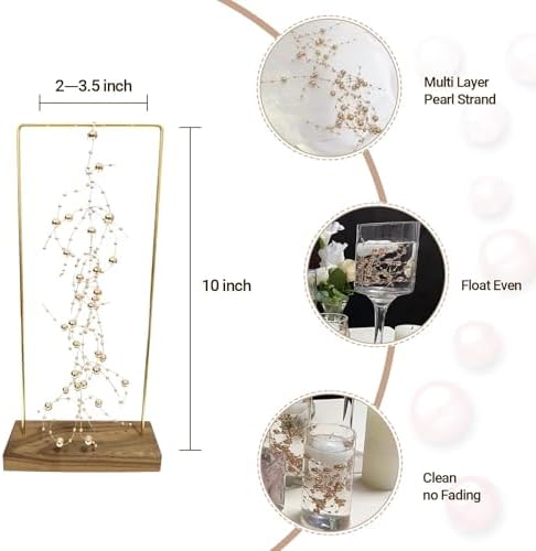 24Pcs Pearl String for Floating Candle Centerpieces Champagne Gold