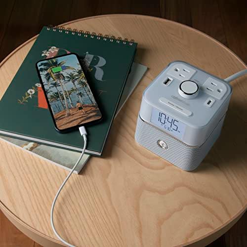 Brandstand CubieBlue White Charging Alarm Clock