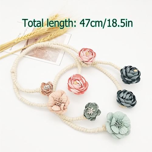 Boho Flower Curtain Tie Backs Pink Decorative Holdbacks