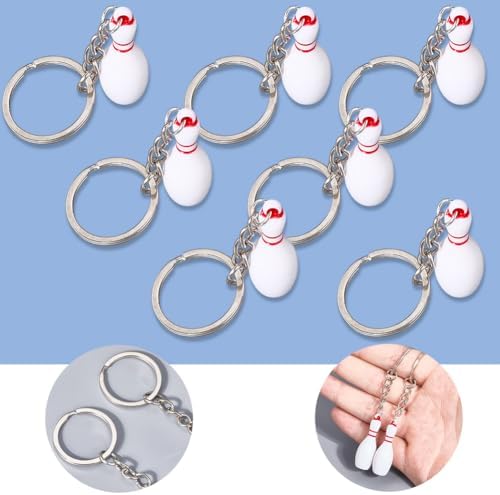 16Pcs Bowling Key Chains with Silver Alloy Resin Pendants