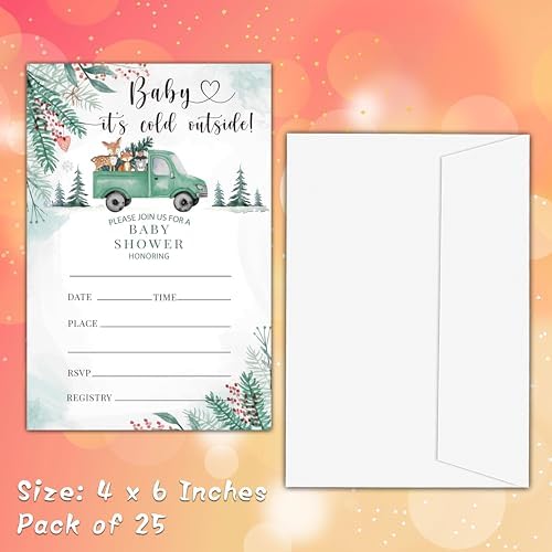 Winter Wonderland Baby Shower Invites with Envelopes