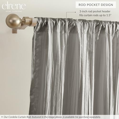 Elrene Home Fashions Athena Faux Crushed Silk Curtain Panel and Valance Set 52x84