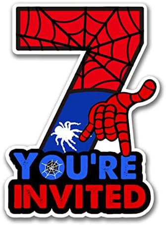 Superhero 7th Birthday Invitations with Envelopes 20 Count