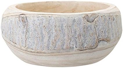 Bloomingville Hand-Carved Paulownia Wood Bowl 105 in Diameter