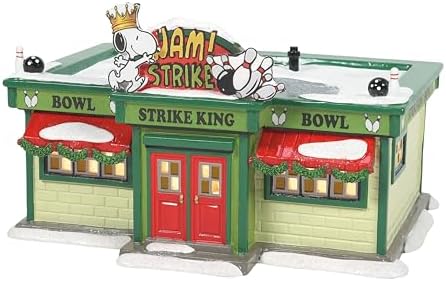 Department 56 Peanuts Village Strike King Bowling Alley Building